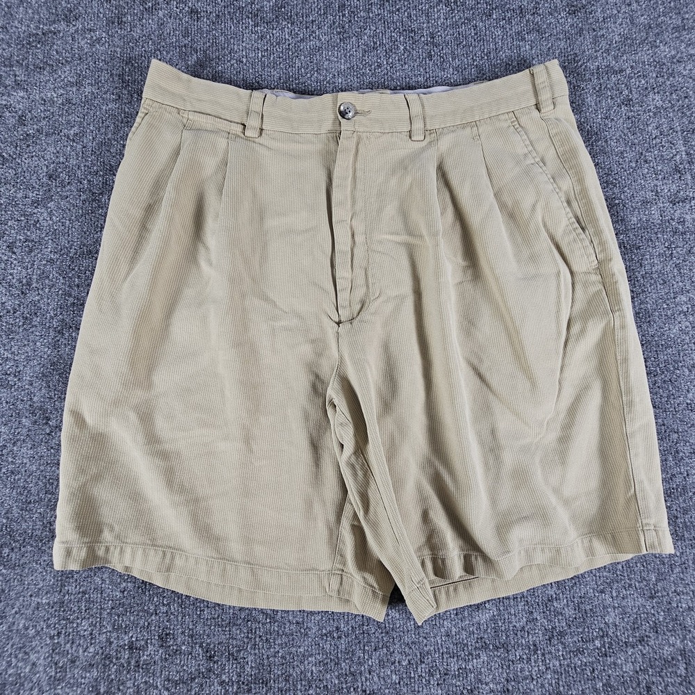 Ping Shorts Mens 36 Khaki Tan Silk Cotton Blend Pleated Golf Classic Comfort